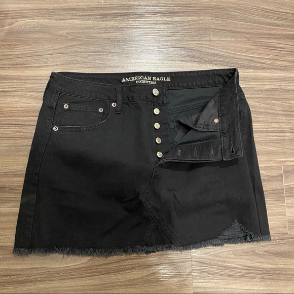 AE High Waisted Festival Black Denim Skirt - Picture 6 of 6